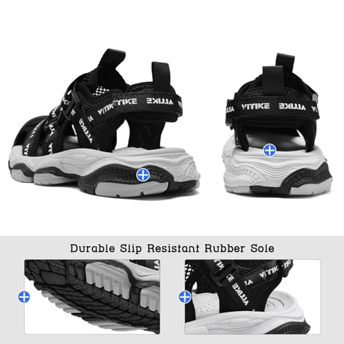 Image of JMFCHI Boys Girls Sports Sandals Summer Kids Closed Toe Outdoor Sandals Athletic Water Shoes Sandals Child Pool Beach Sandals Quick Drying Slip Resistant | Little /Big Kid,Comfortable lightweight,Non-slip soft sole,Hook-and-loop closure,Easy wear,Anti-collision toe,Daily casual