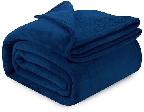 Utopia Bedding Navy Fleece Blanket Twin Size Lightweight Fuzzy Soft Anti-Static Microfiber Bed Blanket (90x66 Inch)