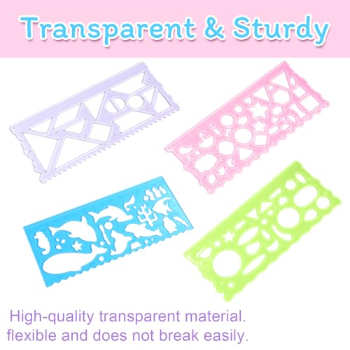 Yuanchu 8 Pack Template for Drawing, Clear Ruler Animal-Shaped Stencils Plastic Measuring Templates Rulers Drafting Tools for Drawing Office Crafts