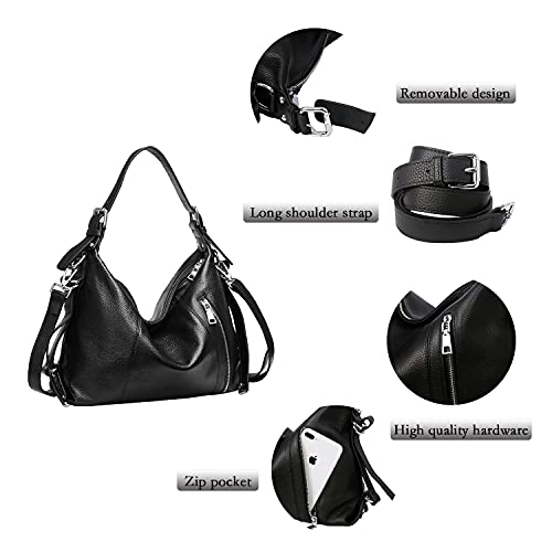 Heshe Vintage Genuine Leather Purses And Handbags For Women And Ladies Shoulder Bag Crossbody Bags (Black) #TOP4