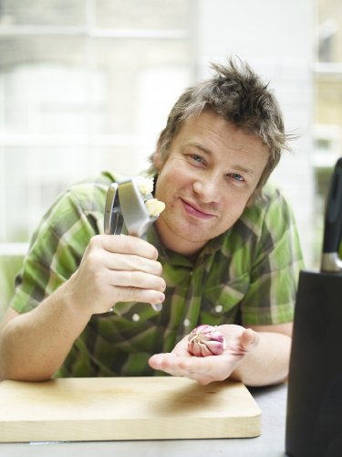 Espremedor e Fatiador de Alho de Aço Inox Jamie Oliver 18CM
