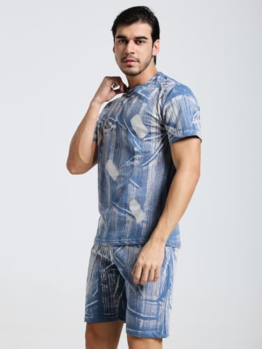 Image of Vogaan Men's Cotton Short Sleeve Tracksuit Summer T Shirt & Shorts Set with 2 Pockets || Casual Co-ord Sets