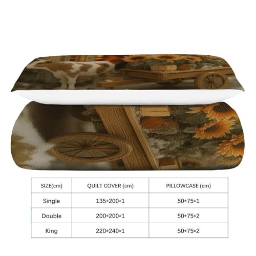 Housse de couette cottage tournesols 135x200 microfibre 2 pièces