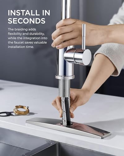 Robinet de cuisine noir en acier inoxydable moderne arc élevé