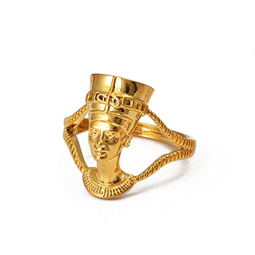 Virtuoa-Art Reina Egipcia Nefertiti Anillo para Mujer Apertura De Dedo - Creatividad Encanto Africano Anillo Abierto Joyería Étnica Anillo De Dedo para Niñas Unisex Damas Boda Regalo De Cumpleaños,O