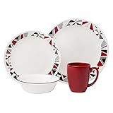 Corelle Livingware 32-Piece Dinnerware Set, Mosaic Red, Service for 8 (Two 16-Piece Sets)