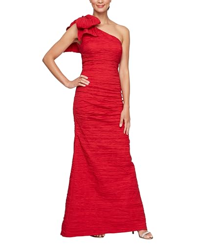 Image of Alex Evenings Women's Long Cold Shoulder Dress, Wedding Guest, Prom, Formal Event (Petite and Regular Sizes)