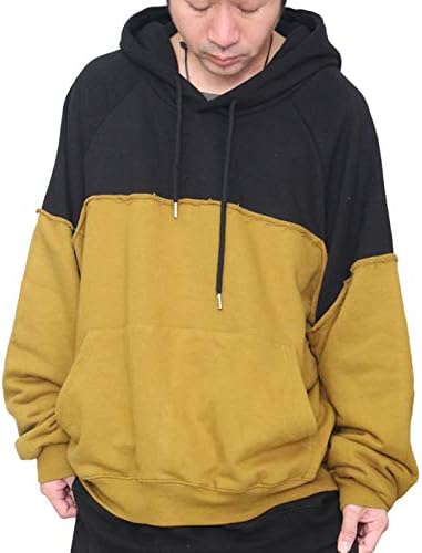 Amazon Woodwhichflows レイヤードビッグプルオーバーパーカー マスタード フリー メンズ トレーナー パーカー 通販