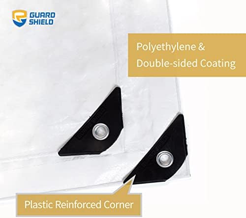 GUARD SHIELD White Tarp 8x8 Feet Medium Duty All Purpose Poly Tarps Cover 7mil