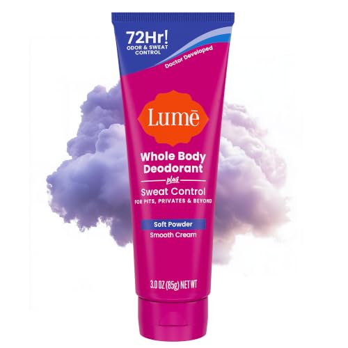 Image of Lume Whole Body Deodorant Plus Sweat Control - Smooth Cream Tube - 72 Hour Odor And Sweat Control - Baking Soda Free, Skin Loving - 3.0 ounce (Soft Powder)