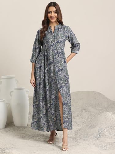 Image of Libas Printed Silk Blend A-Line Dress