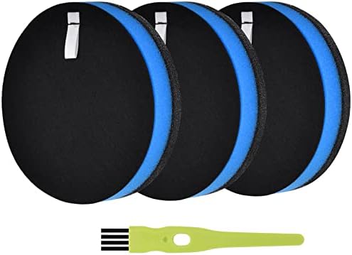 3 Pack Replacement Filter Compatible with Bissell 2253 2256 2254 2258 2259 2260 2316 2488 2490 3335 3197 Pet Vacuum Cleaner,3-Sets Foam Filter & Pre-Motor Fiber Filter, Compare to # 12141 & 1601972