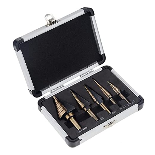 FFKL 5pcs / Box Steg Borrbit Uppsättning Hss Kobolt Flera Hål 50 Storlekar Kobolt Titan Konisk Karbid Borrhål Cutter Verktyg Cnogry(Color:Aluminiumlåda)