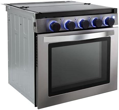 RecPro RV 3-Burner Gas Range, Silver, 1.8 Cu. Ft., No Range Hood