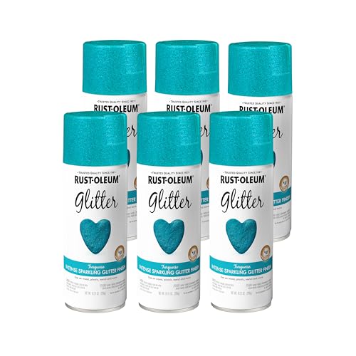 Image of Rust-Oleum 302573-6PK Specialty Glitter Spray Paint, 10.25 Oz, Turquoise, 6 Pack
