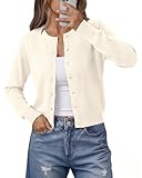 BTFBM Cardigan Sweaters for Women Cashmere Sweater Lightweight Button Down Casual Knit Shrugs Tops Early Spring Fashion(White, Medium)