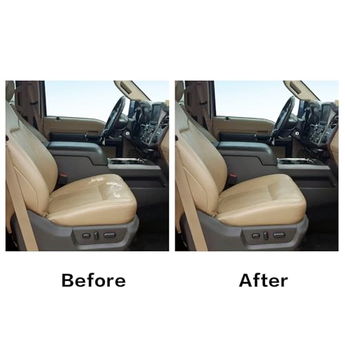 Priprilod Tan Leather Driver Side Bottom Replacement Seat Cover Compatible with Ford F150 F250 F350 F450 F550 Lariat 2011 2012 2013 2014 2015 2016 - Thumbnail 2