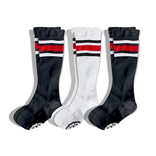 Old Bones Compression Socks: RED STRIPES - Athletic Socks for Men & Women - 15-20 mmHg