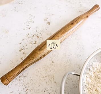 Indian Style Thin Belan Velan Wooden Rolling Pin Perfect for Making Puri,Papad,Chappati,Bread,Roti,Cookies, Pie, Pizza, Paratha with Easy Use Tools and Supplies