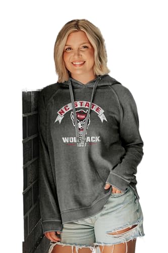 North Carolina State Wolfpack NCAA Officially Licensed Women's Hooded Sweatshirt Burnout Vintage Scholar, Large