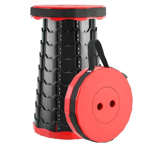 Image of Heavy Duty Collapsible Stool 800 lbs Capacity, Lightweight Portable Folding Stool for Camping, Travel, Camping Fishing Hiking Picnic Garden and Other Outdoor Events (Pcs-1). (Black)