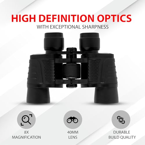 Ghime Binoculars for Long Distance, 8x40 Zoom, Bright BAK 4 Glass, Ultra HD Binoculars for Bird Watching, Safari, Trekking with Phone Adapter and Storage Bag