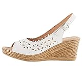 Alexis Leroy Wedge Heel Cut-Out Vamp Peep Toe Slingback Women's Sandals White 8 US