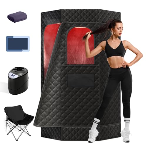 Portable Red Light Sauna Box for Home Use,3L 1200W Steam
