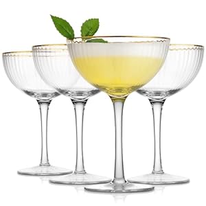 Royalrose Cheerfull Coupé-Gläser mit Goldrand (4er Set)