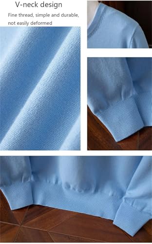 Men's Knit Slim Fit Sweater V-Neck Long Sleeved Pullover Cashmere Knitted Bottom Tops Soft Warm Sweater3