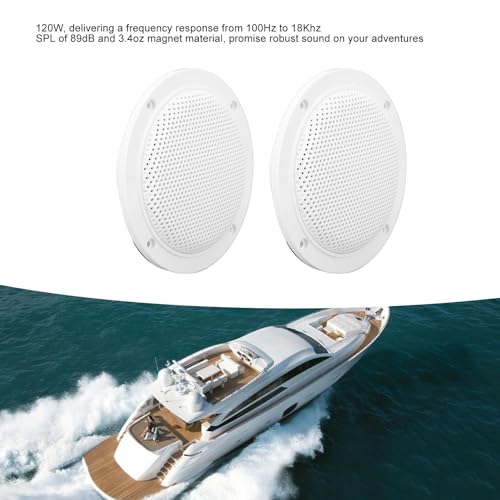 Garsent 4 Zoll wasserdichte Marine-Deckenlautsprecher mit 120 Watt Leistung, Handhabung für Küche, Badezimmer, Boot, Auto, Wohnmobil, Wohnmobil, Motorrad, Stoffumrandung und Flaches Design
