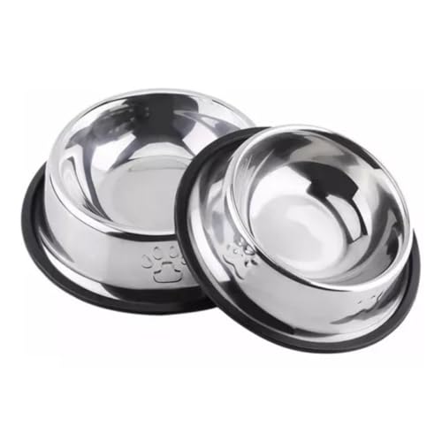 Kit 2 Comedouro Inox para Cães e Gatos Base Antiderrapante 180 ml