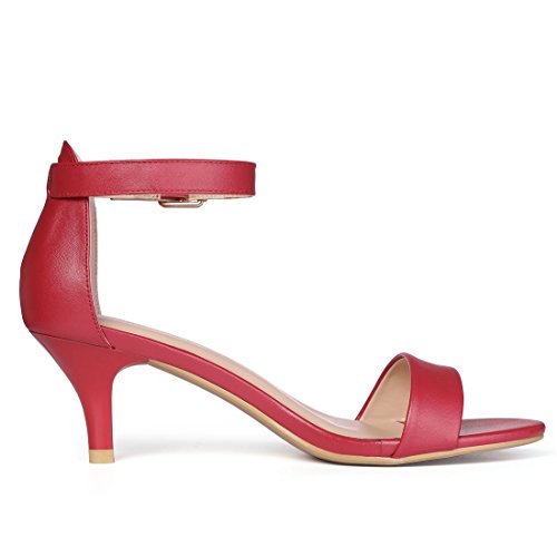 Allegra K Allegra K Women's Ankle Strap Red Kitten Heel Sandals - 6 M US