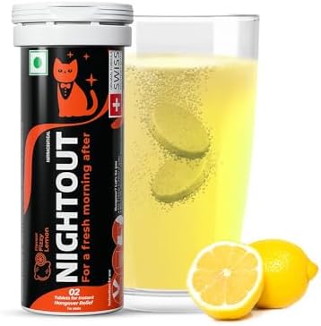 Fast&Up NightOut | 10 Effervescent tabs | Instant Hangover Relief | Helps detoxify liver | Rapid hydration & energy | Helps prevent Hangover | Zero sugar | Fizzy lemon flavour