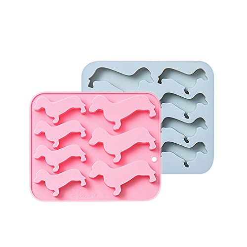 Set de 2 moldes para hielo de silicona con forma de perro salchicha miniatura 1