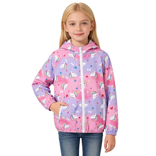 Veste coupe-vent fille 4-10 ans imperméable à capuche amovible et motif floral doux