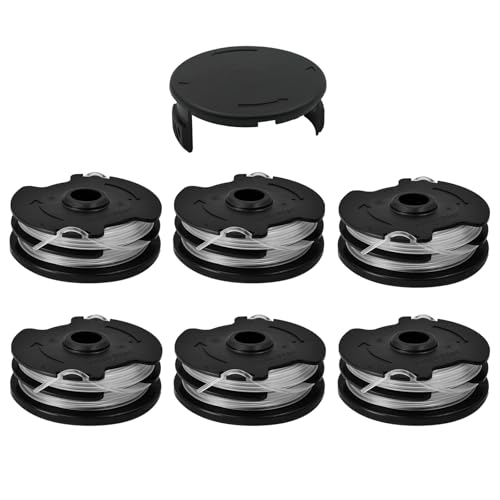 6 Bobinas de fio de substituição para LIDL Parkside, bobinas de substituição para roçadora LIDL Parkside PRT 550 A2, PRT 550 A3, PRT 550 A5, PRTA 20-Li B2, PRTA 20-Li C3 (6 bobinas 1 tampas A)