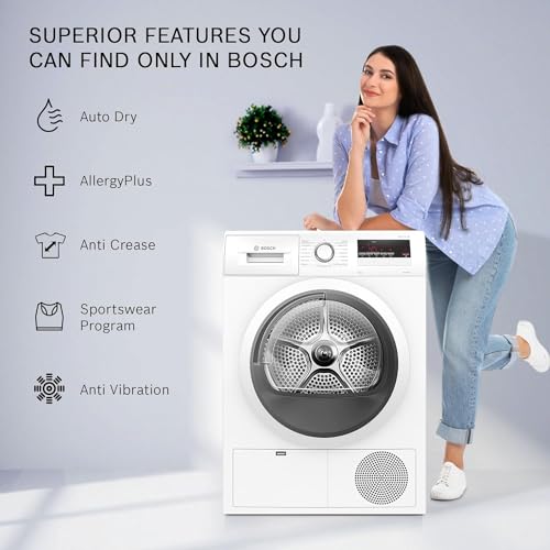 Image of Bosch 7 kg Fully Automatic Condenser Tumble Dryer WTN86203IN, White, Inbuilt Heater)