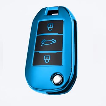 Car Key Case Opel for Peugeot 208 301 307 308 407 Citroen C2 C3 C4 C5 C6 Opel Crossland Corsa F Grandland Zafira Key Cover TPU Silicone Opel Corsa F Key Cover 3 Buttons Blue
