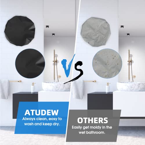 Atudew Extra Large, Eva Plastic, Reusable Waterproof, Hair Cap For Shower Bathing, For Men, Jumbo Shower Cap For Women Long Hair Braids Curly (Xl, Black) #TOP3