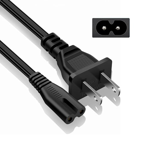 2 Prong AC Power Cable LG TV Cord for LG TV 24 28 32 40 43 48 49 50 55 60 65 75 80 85 LCD HD Smart 4K Power Cable, 43LH570A 55UH6090 55LH575A 55UH6030 32LH500B Charging Cord (5FT)