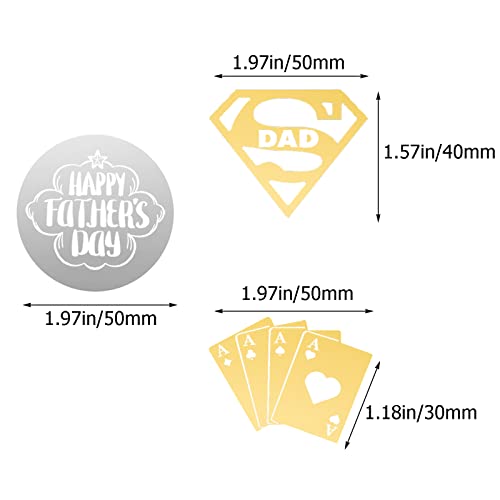 Happy Father's Day Cupcake Toppers Acrylic Mirror Disc Fathers Day Super Dad Cupcake Picks Party Cupcake Cake Decorations Supplies Sliver And Gold (20 Mix) #TOP1