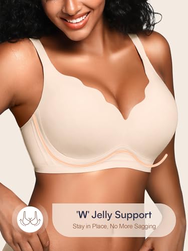 Image of Seamless Jelly Bras for Women No Underwire with Support - Wireless Bralettes Everyday Full Coverage Comfort Tshirt Bra