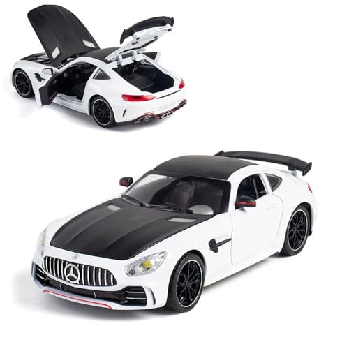 Image of Invite Enterprise Exquisite Car Model 1:24 Mrcedes Benz Amg Gtr Toy Cars Model Car, Zinc Alloy Pull Back Toy Car With Sound And Light For Kids Boy Girl Gift (1:24 Amg Gtr - White)