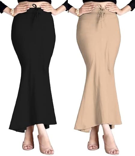 Women’s Perfect Curvy Look Saree Shapewear (Suzaro Fish Black + chiku L_pc-1)