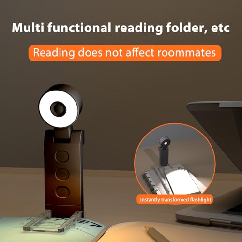 Image of Thclmdse Rechargeable Book Light, Bookmark Light,Reading Light for Book in Bed, USB Rechargeable LED Night Light with 5 Color temperatures and 6 Brightness Levels (Black)