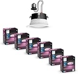 Philips Hue Smart Retrofit Recessed Lighting 4 inch, Color-Changing Recessed Lighting, 6 Pack, 850 LM, Control with Hue App, Compatible with Alexa, Google Assistant, and Apple HomeKit