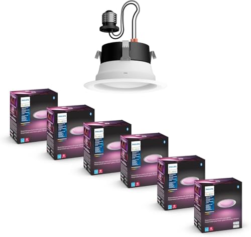 Philips Hue Smart 4 Inch LED Downlights, Color-Changing Recessed Lighting, 6 Pack, 850 LM, Control...