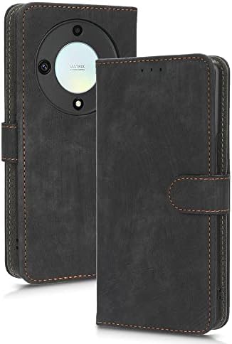 MOJIA Custodia per Honor Magic5 Lite 5G (Magic 5 Lite) / X9a, Alta qualità Pelle Flip Portafoglio Cover per Telefono, Multifunzione Porta Carte con Tracolla Custodia. Nero