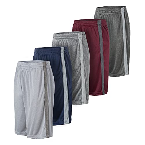 Essential Elements Athletic Shorts for Men - Men's Basketball Shorts - Sports Shorts for Workout, Gym, Running (5 Pack/Set E, Medium)
